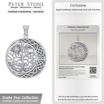 The Tree of Life on Celtic Crescent Moon Sterling Silver Pendant TPD6053